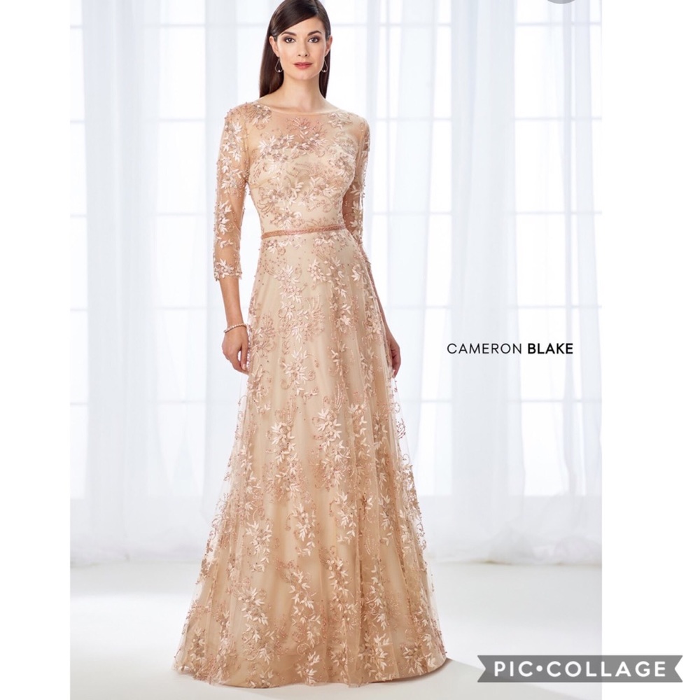 MonCheri, Cameron Blake 3/4 sleeves mother of bride fit and flare gown - Picture 4 of 16